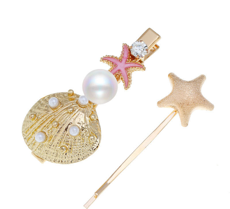 Fashion Blue Seashell Starfish Hair Clip Two-piece,Hairpins