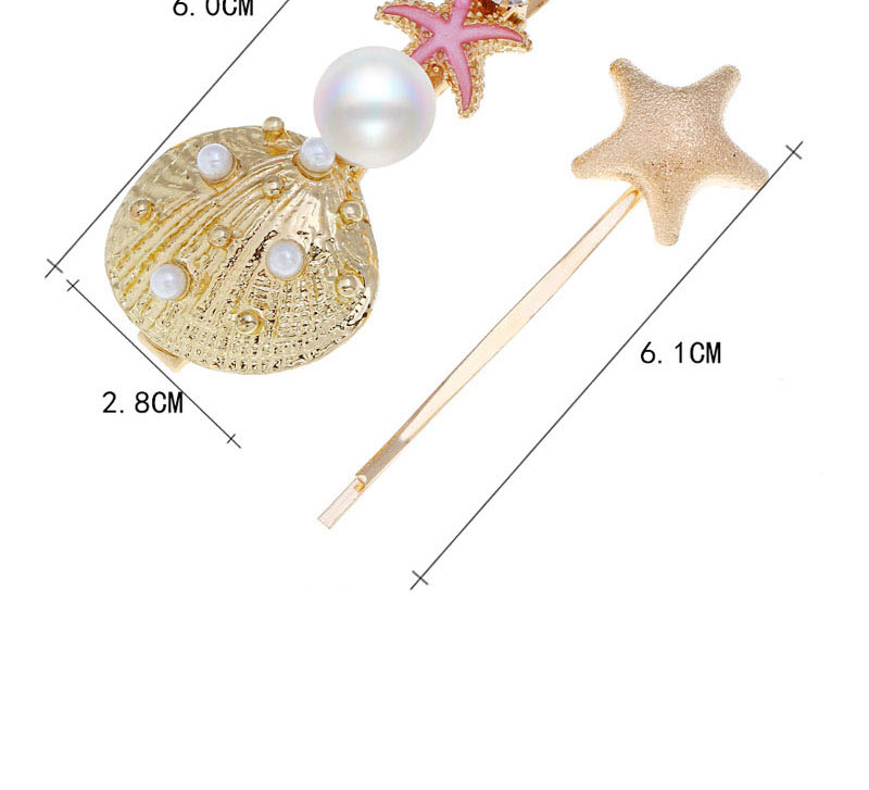 Fashion Pink Seashell Starfish Hair Clip Two-piece,Hairpins
