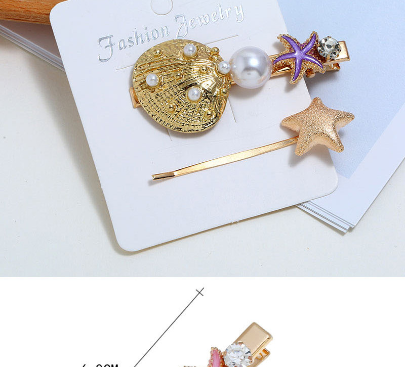 Fashion Pink Seashell Starfish Hair Clip Two-piece,Hairpins