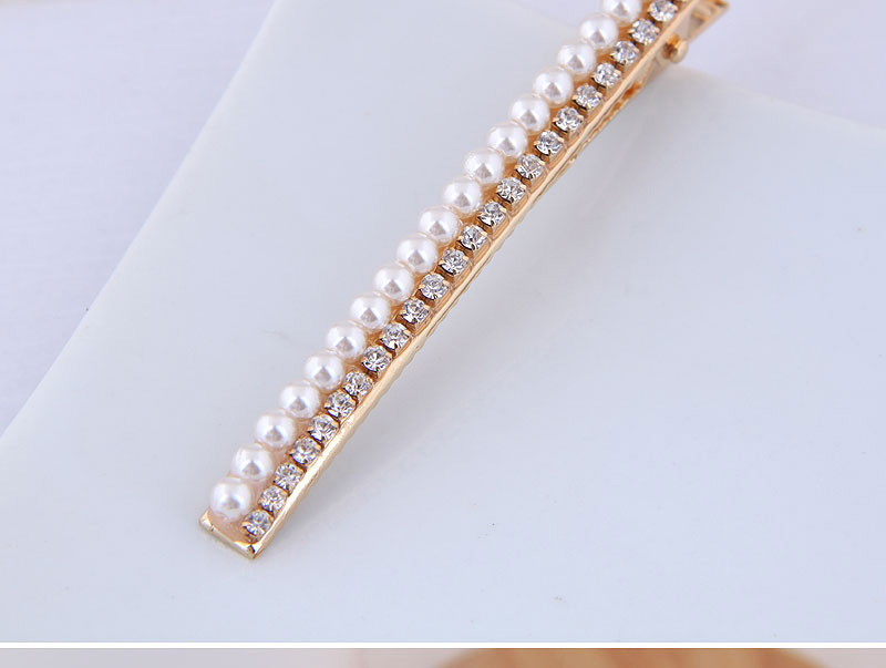Fashion Gold Metal Flash Diamond Pearl Hair Clip,Hairpins