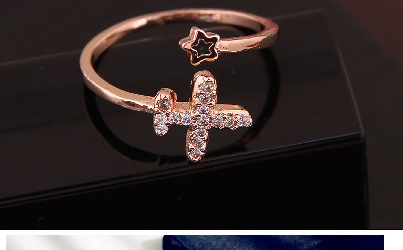 Fashion Gold Copper Inlaid Zircon Airplane Opening Ring,Fashion Rings