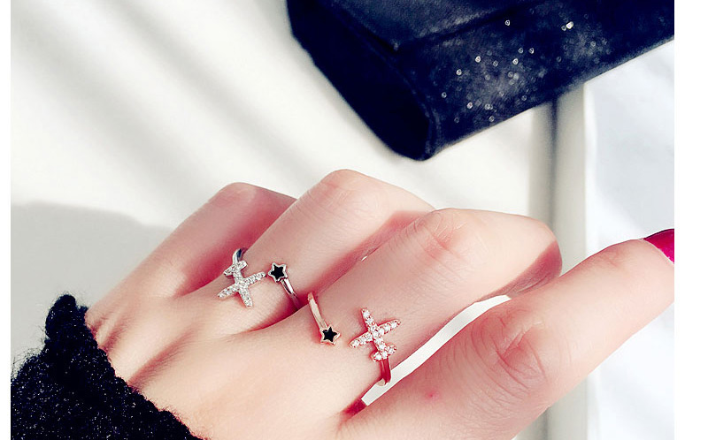 Fashion Silver Copper Inlaid Zircon Airplane Opening Ring,Fashion Rings