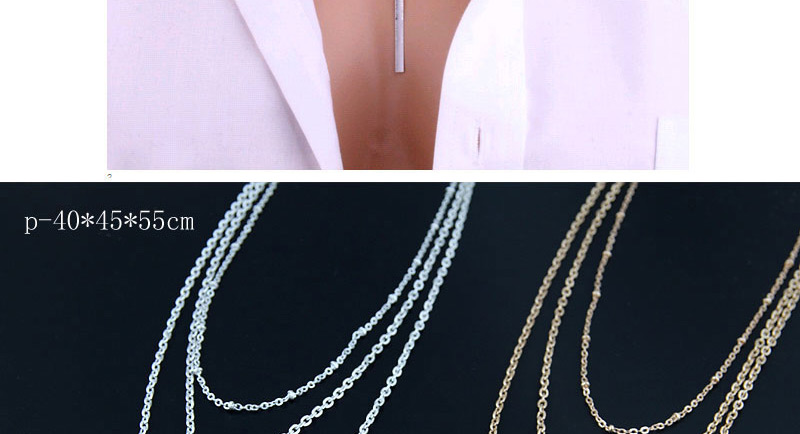  Silver Metal Multilayer Chain Necklace,Bib Necklaces