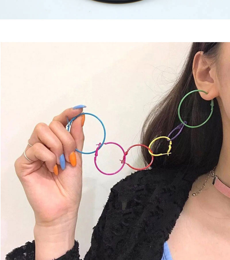  Orange Metal Fluorescent Color Ring Earrings,Hoop Earrings