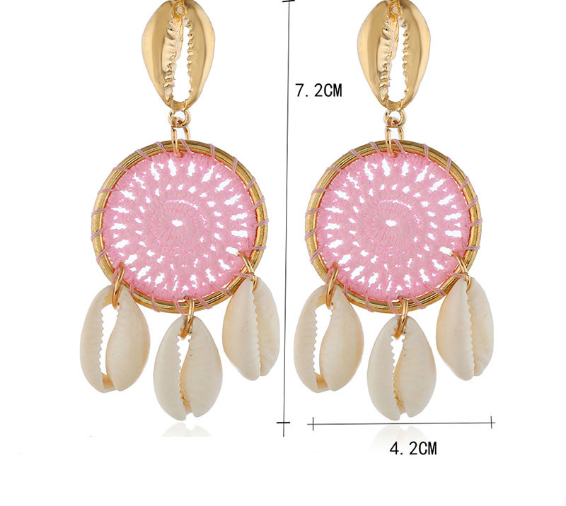  Pink Metal Braided Conch Earrings,Drop Earrings