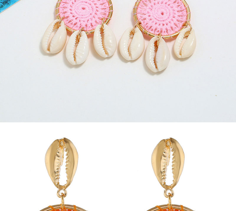  Pink Metal Braided Conch Earrings,Drop Earrings