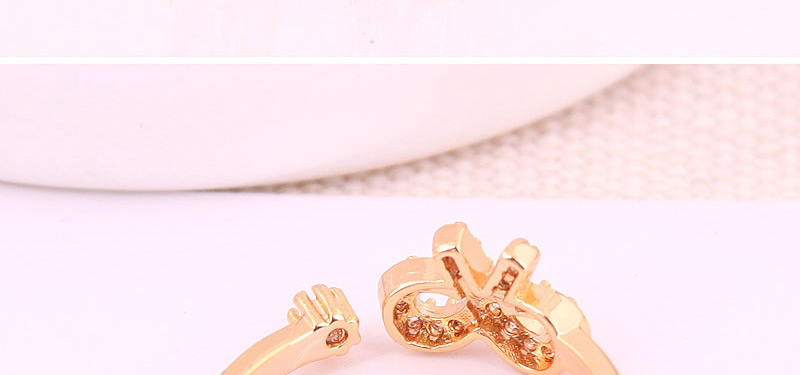 Fashion Gold Inlaid Zircon Bow Open Ring,Rings