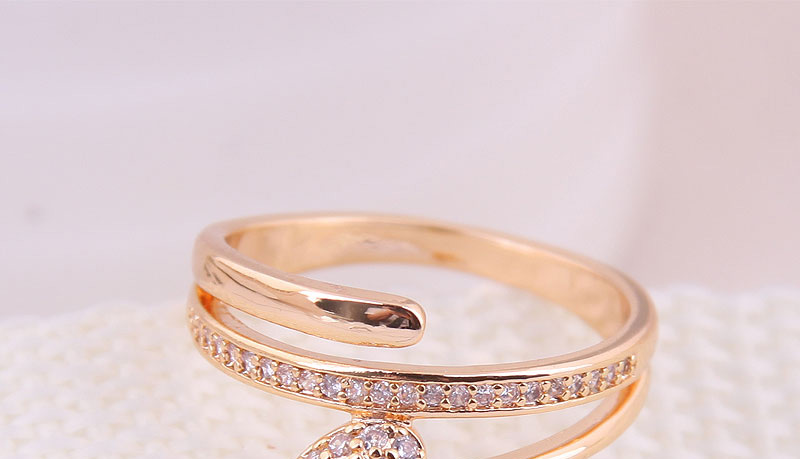 Fashion Gold Inlaid Zircon Love Ring,Rings