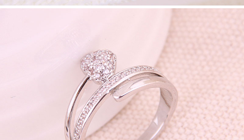 Fashion Silver Inlaid Zircon Love Ring,Rings