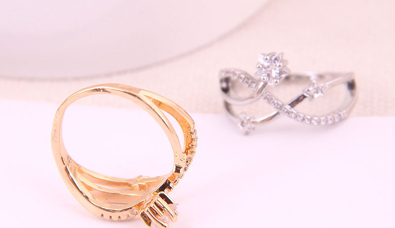 Fashion Gold Inlaid Zircon Shooting Star Ring,Rings