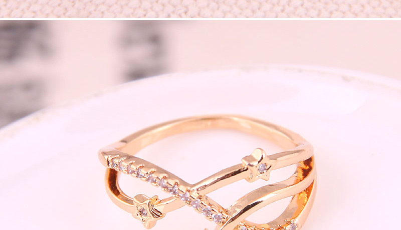 Fashion Gold Inlaid Zircon Shooting Star Ring,Rings