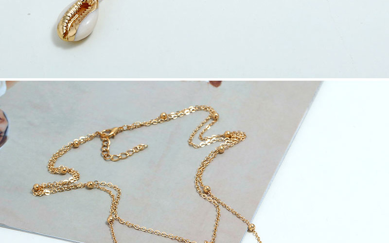 Fashion Gold Metal Seashell Double Necklace,Multi Strand Necklaces