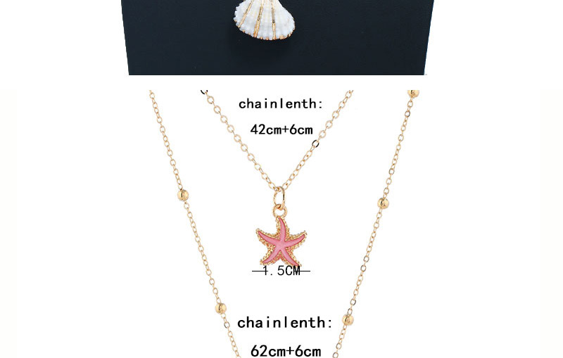 Fashion Gold Metal Seashell Double Necklace,Multi Strand Necklaces