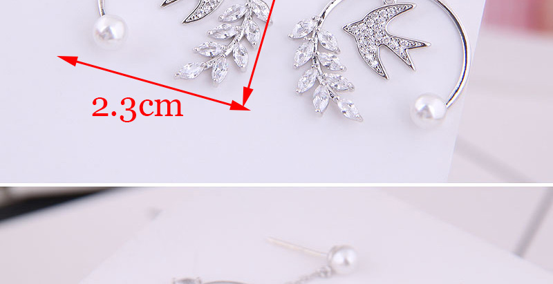 Fashion Silver  Silver Needle Copper Micro-inlaid Zircon Bird Earrings,Drop Earrings