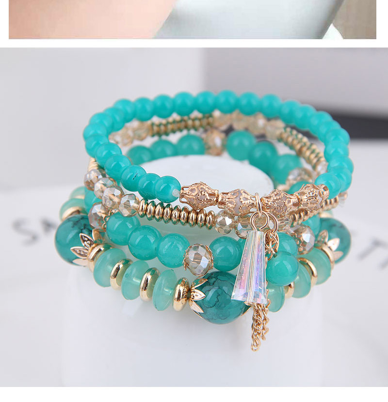 Fashion Green Crystal Beads Multilayer Bracelet,Fashion Bracelets