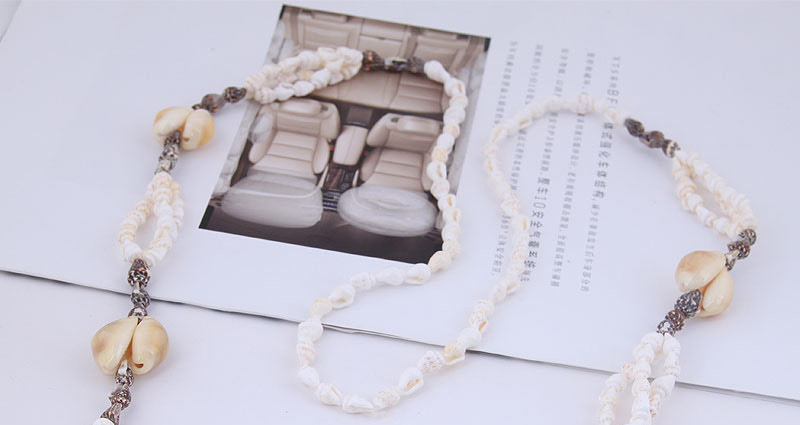 Fashion White Conch Shell Necklace,Multi Strand Necklaces