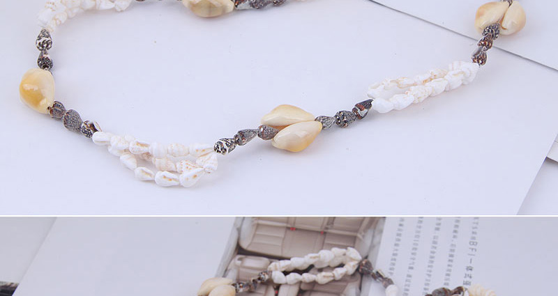 Fashion White Conch Shell Necklace,Multi Strand Necklaces