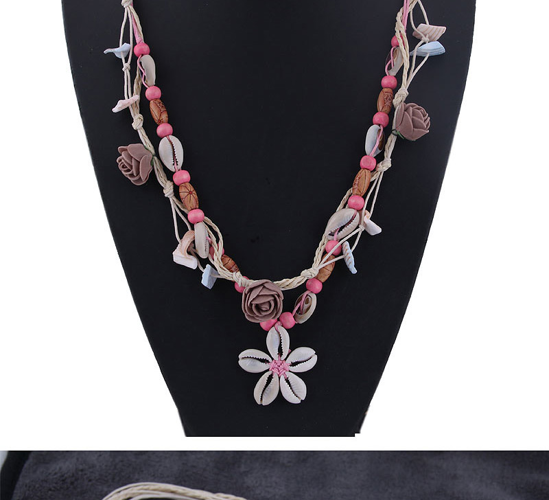 Fashion Creamy-white Conch Shell Flower Necklace,Multi Strand Necklaces