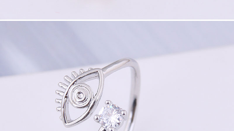 Fashion Silver Inlaid Zircon Eyebrow Opening Ring,Rings
