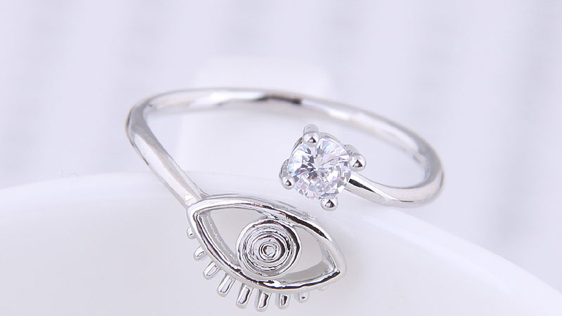 Fashion Silver Inlaid Zircon Eyebrow Opening Ring,Rings