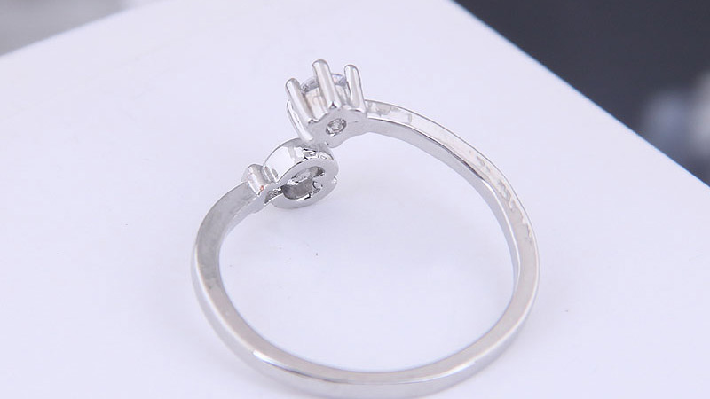 Fashion Silver Inlaid Zircon Cartoon Fish Opening Ring,Rings
