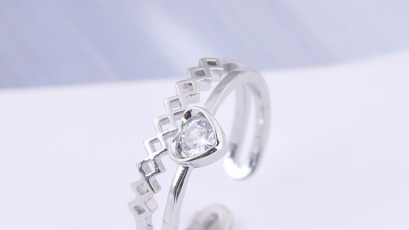 Fashion Silver Inlaid Zircon Love Opening Ring,Rings