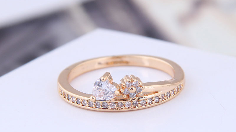 Fashion Silver Mosaic Heart Shaped Zircon Ring,Rings