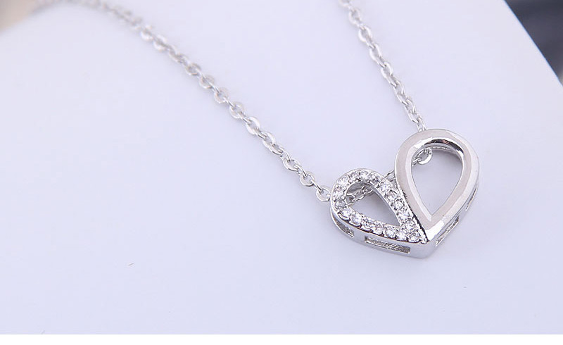 Fashion Gold Copper Micro Inlaid Double Heart Necklace,Necklaces
