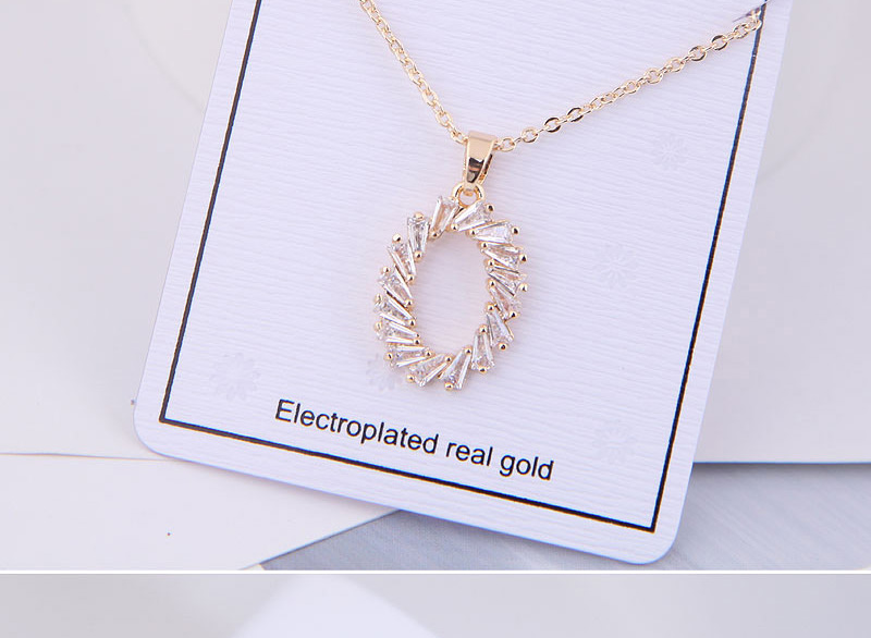 Fashion Silver Copper Micro Inlaid Zircon Oval Necklace,Necklaces