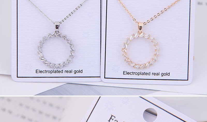 Fashion Silver Copper Micro Inlaid Zircon Ring Necklace,Necklaces