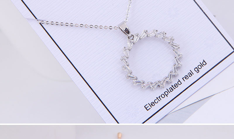 Fashion Silver Copper Micro Inlaid Zircon Ring Necklace,Necklaces
