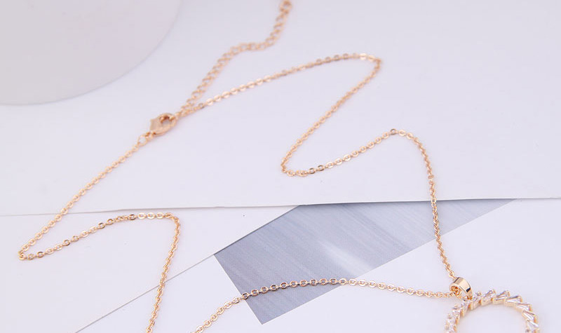Fashion Gold Copper Micro Inlaid Zircon Ring Necklace,Pendants