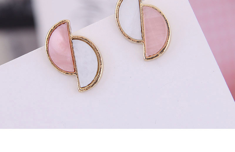 Fashion Pink  Silver Needle Crescent Double Earrings,Stud Earrings