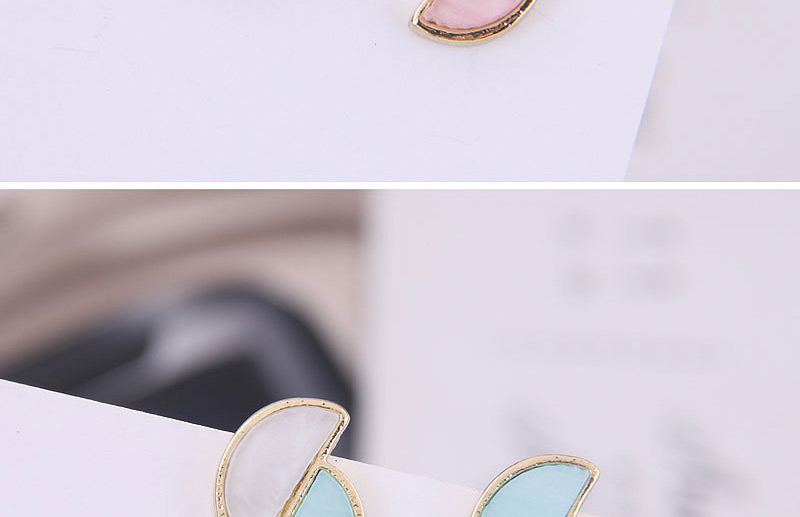 Fashion Pink  Silver Needle Crescent Double Earrings,Stud Earrings