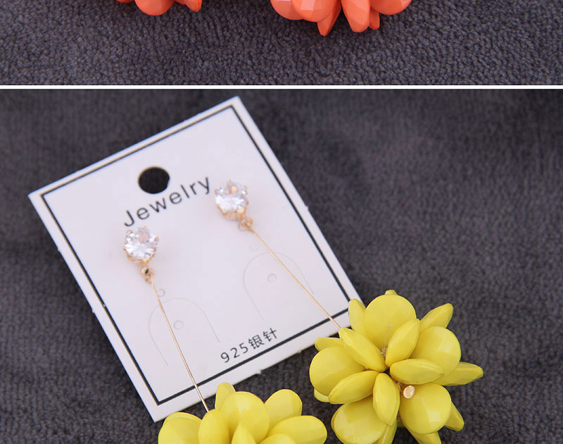 Fashion Yellow  Silver Needle Ball Earrings,Stud Earrings