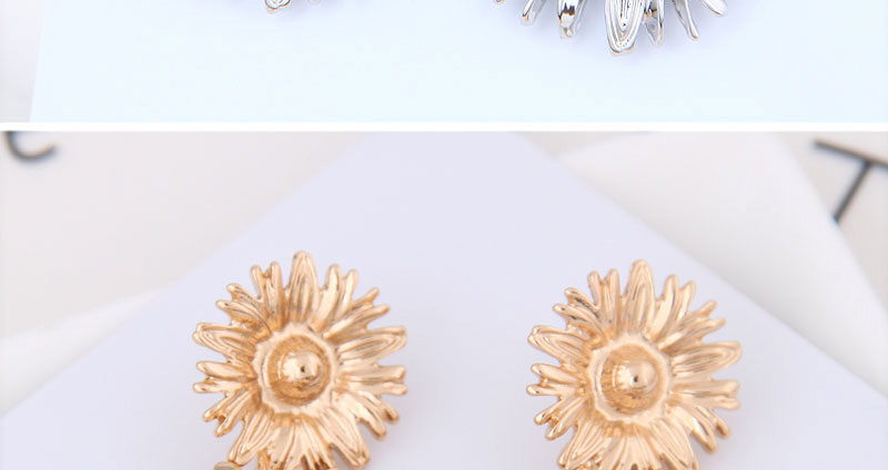 Fashion Silver Metal Sunflower Earrings,Drop Earrings