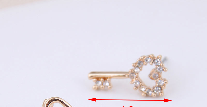 Fashion Black Key Lock Asymmetric Female Earrings,Stud Earrings