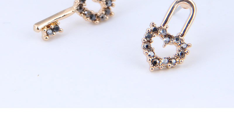 Fashion White Key Lock Asymmetric Female Earrings,Stud Earrings