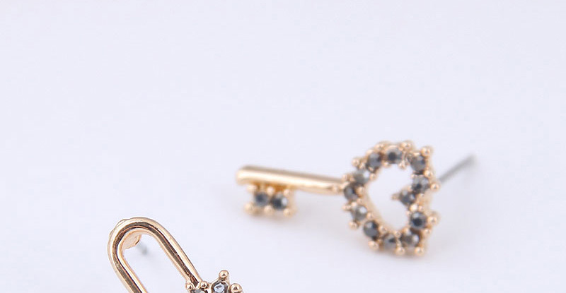 Fashion White Key Lock Asymmetric Female Earrings,Stud Earrings
