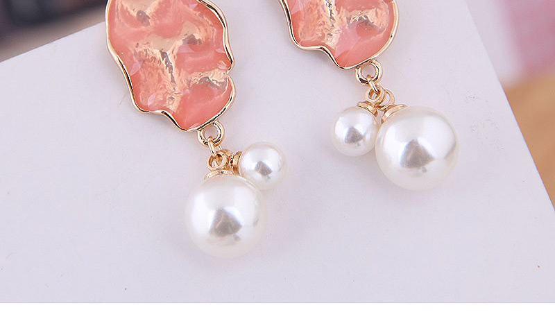 Fashion Pink Contrast Pearl Earrings,Drop Earrings