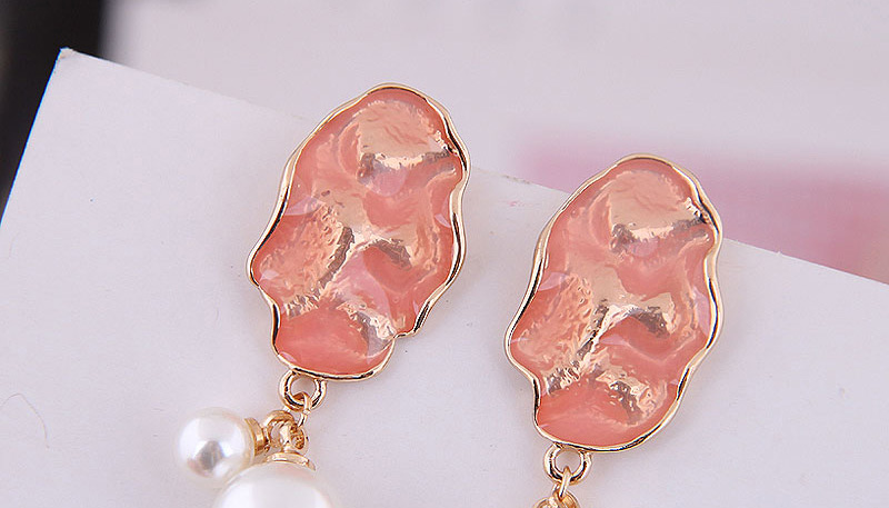 Fashion Pink Contrast Pearl Earrings,Drop Earrings
