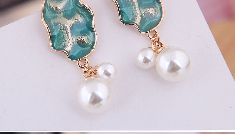 Fashion Blue Contrast Pearl Earrings,Drop Earrings