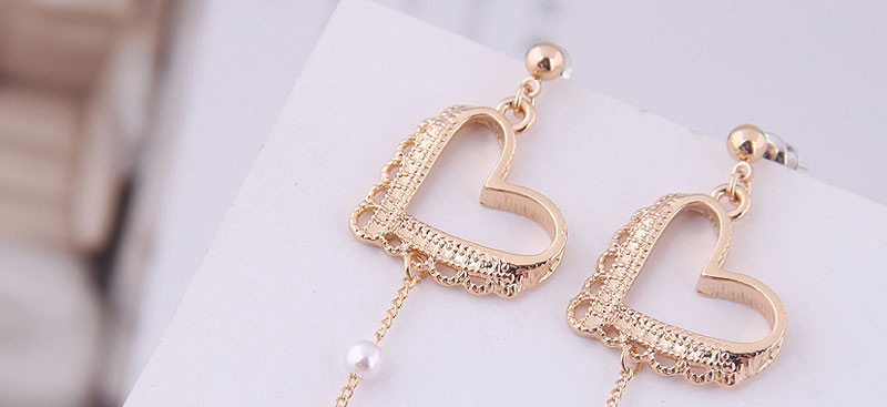 Fashion Gold Peach Heart Earrings,Drop Earrings
