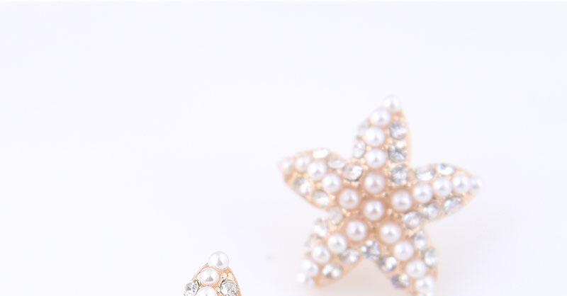 Fashion White Flash Diamond Pearl Starfish Earrings,Stud Earrings