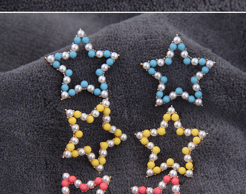 Fashion Pink Pentagram Ear Stud,Stud Earrings
