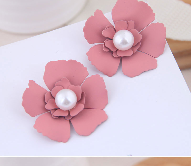 Fashion Rose Red Metal Flower Earrings,Stud Earrings