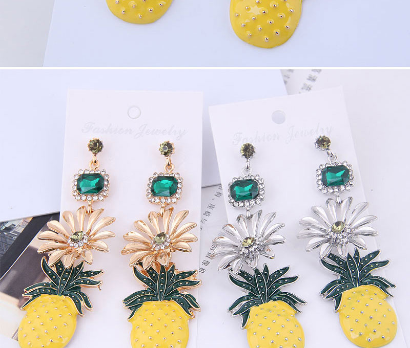 Fashion Gold Metal Flower Pineapple Earrings,Drop Earrings