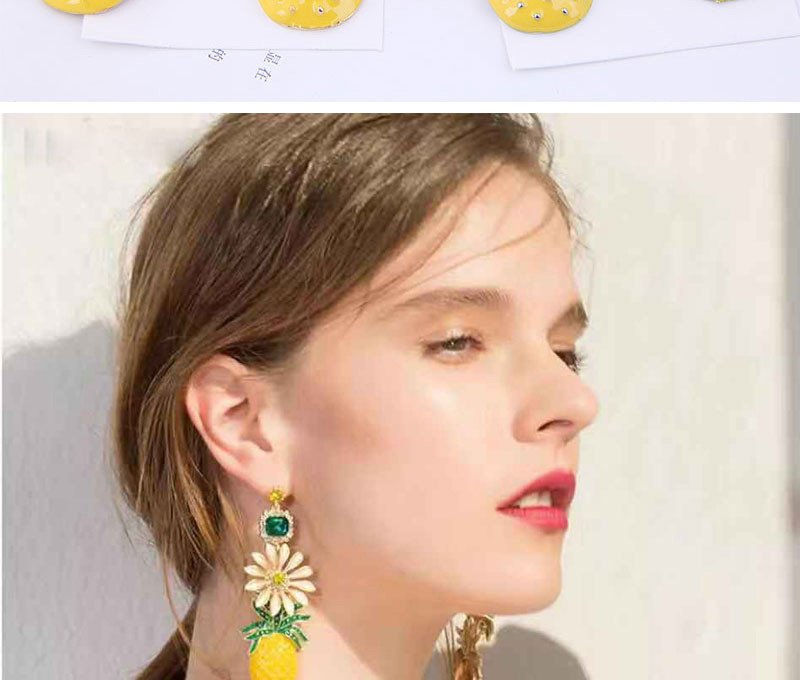 Fashion Silver Metal Flower Pineapple Earrings,Drop Earrings