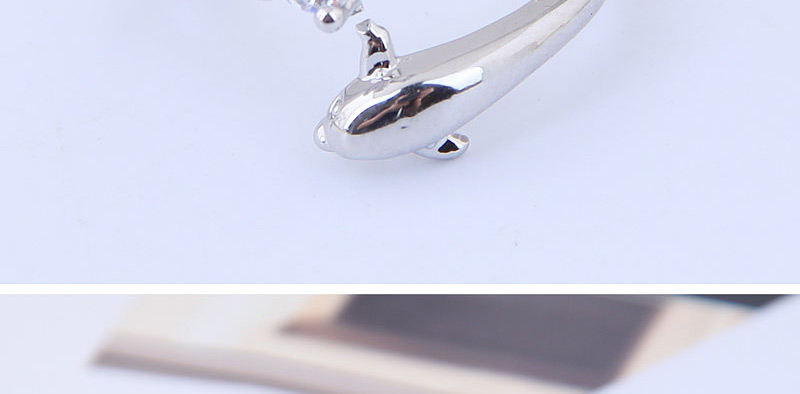 Fashion Silver Zircon Dolphin Open Ring,Rings