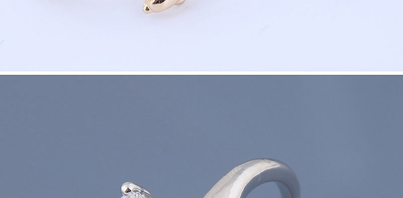 Fashion Gold Zircon Dolphin Open Ring,Rings